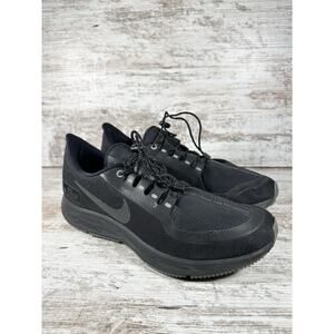 Womens Nike Pegasus 35 Run Shield Triple Black Running Shoes Sz 8.5 Athletic Gym